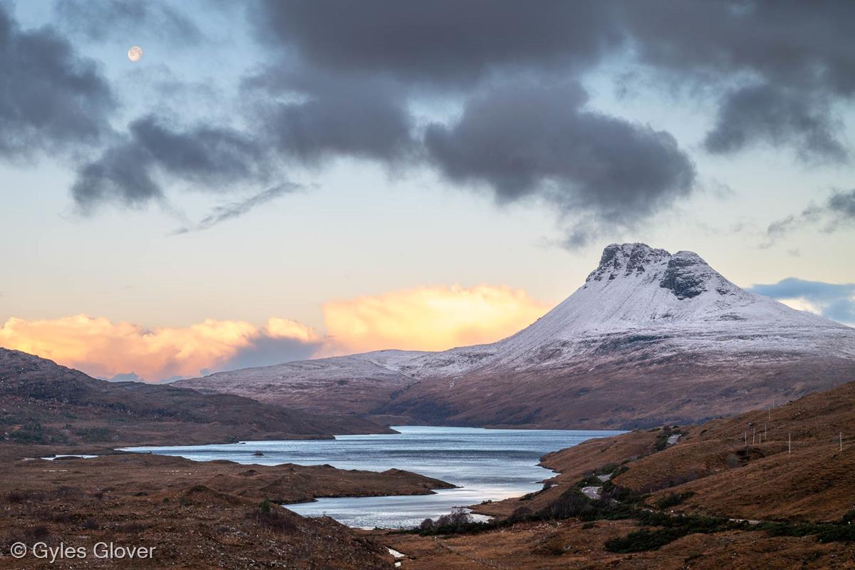 Moon Setting Beside Stac Pollaidh by Gyles Glover