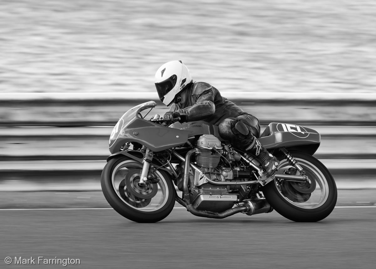 Moto Guzzi Passing Mallory Park Lake by Mark Farrington