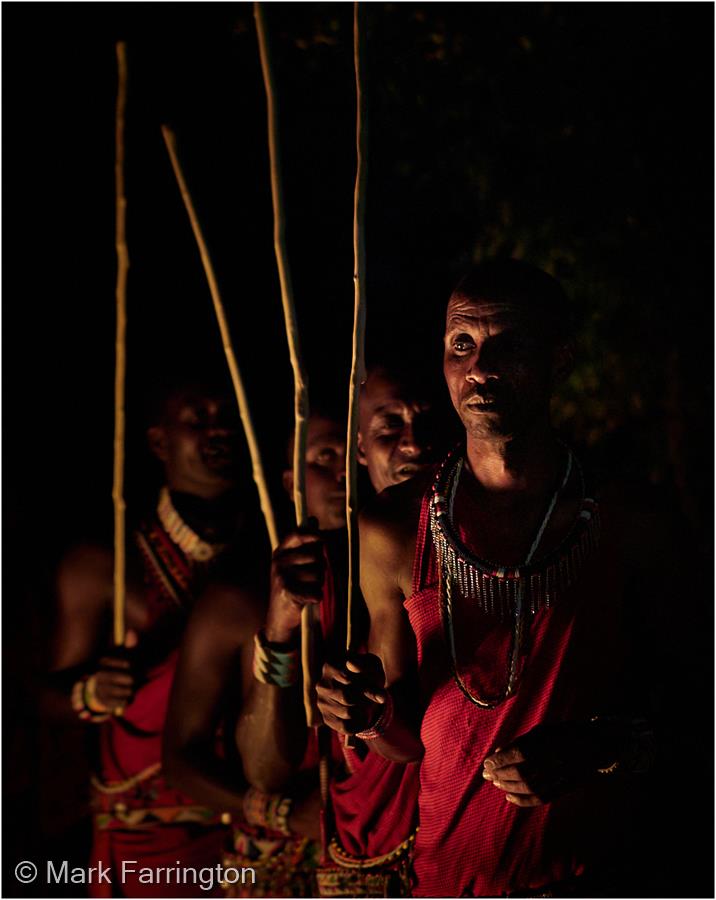 Firelit Adumu Dance, Mara Riverbank by Mark Farrington